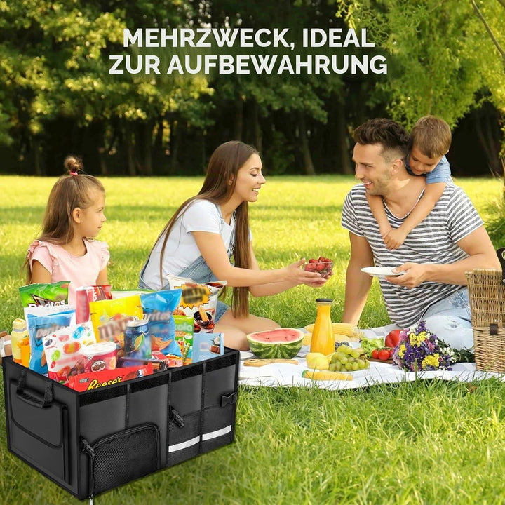 Carehabi Kofferraum Organizer 72L mit Deckel, XXL Faltbare Auto Kofferraumtasche mit Fächern &amp; Tasch
