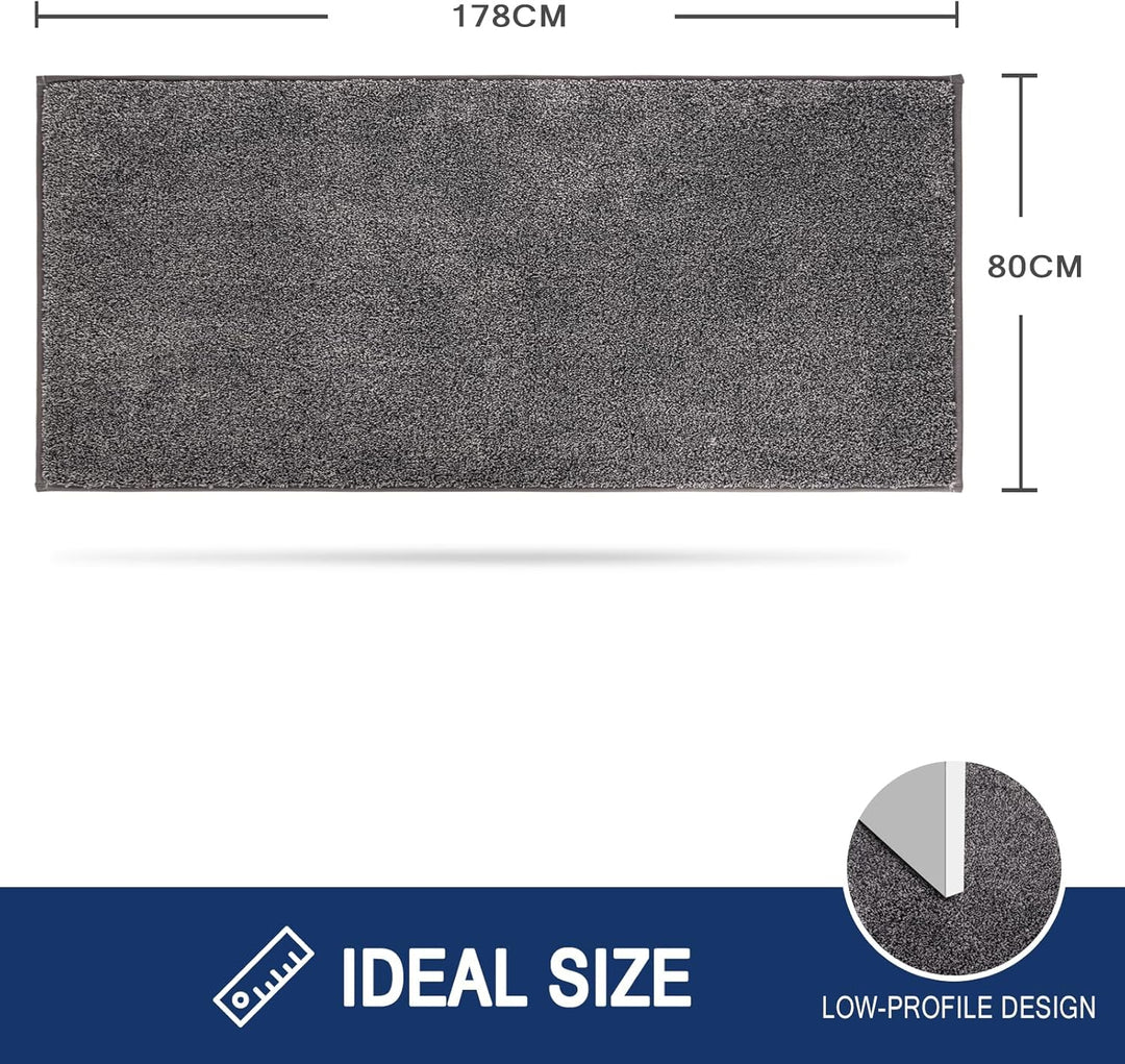 FCSDETAIL Schmutzfangmatte Innen Lang 80 x 178 cm, rutschfeste waschbare Fussmatte, absorbierend Tür