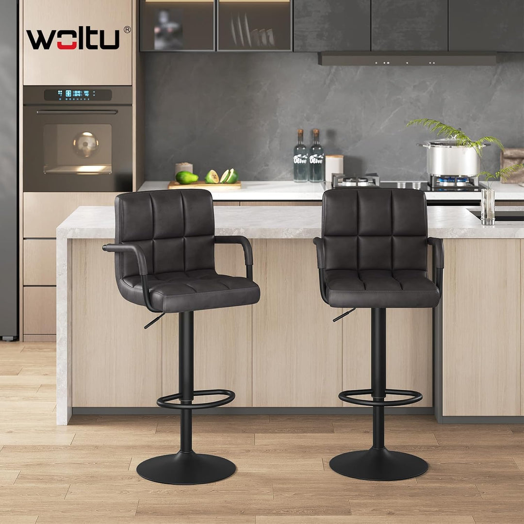 WOLTU Barhocker 2er Set Barstuhl Tresenhocker Bistrohocker Designer Hocker mit Rückenlehne, Kunstled