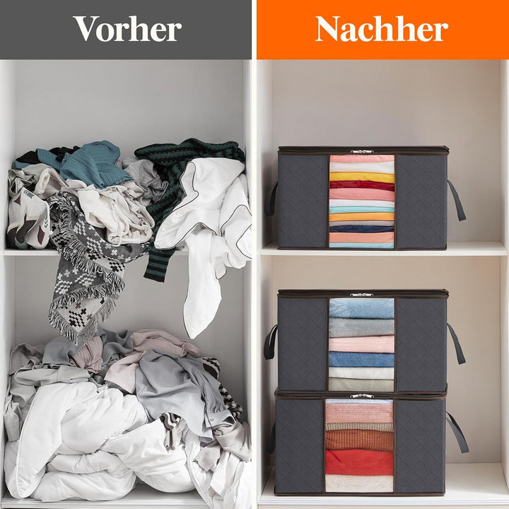 Lifewit 8 Stück Gross Aufbewahrungsbox mit Deckel, 75L Aufbewahrungstasche für Bettdecken Kleidung A