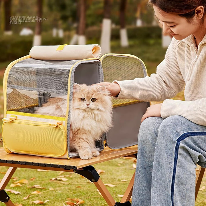 Katzenrucksack, Haustier Rucksack mit Netzfenster und Tragegriff, Tragbare und Faltbare Rucksack Hun