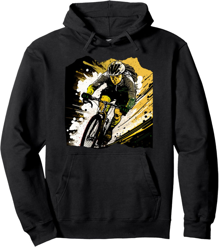 Cooles Mountainbiker Mountainbike Fahrrad Design in Bewegung Pullover Hoodie