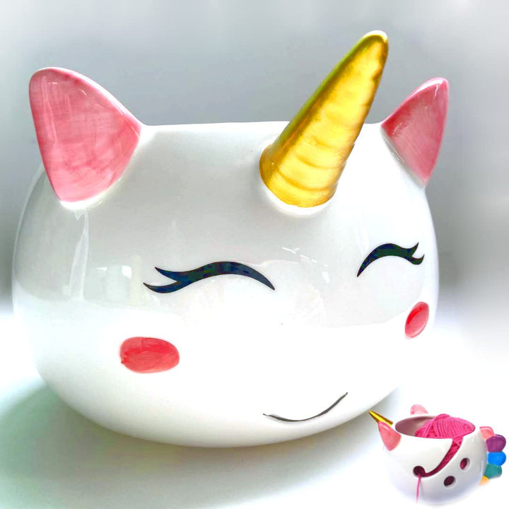 Einhorn-Garnschale zum Stricken – Keramik-Strickschale, extra gross, 21,6 cm, Keramik-Garnschale, Hä
