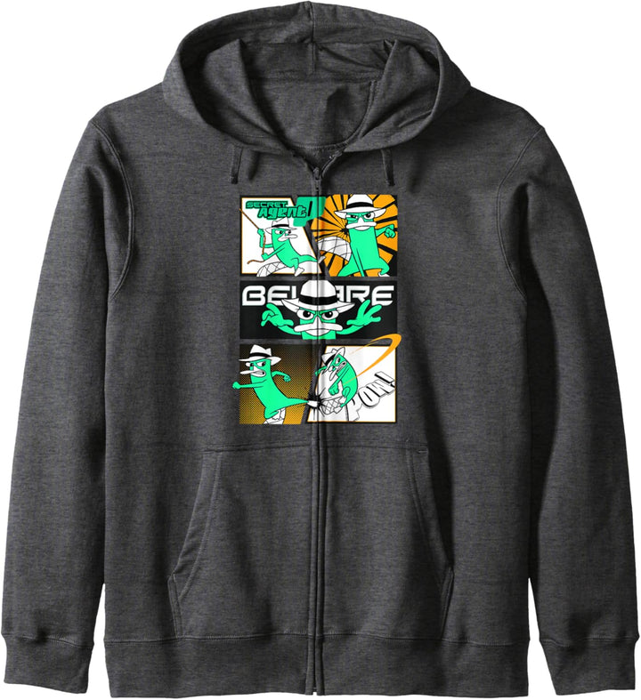 Disney Phineas und Ferb Perry Secret Agent Comic Panels Kapuzenjacke