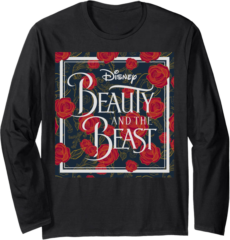 Disney Beauty And The Beast Rose Box Logo Langarmshirt