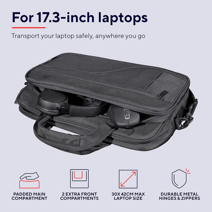 Trust Sydney Laptop Eco Tasche aus Recyceltem Material bis 17,3 Zoll, mit Schultergurt und Taschen z