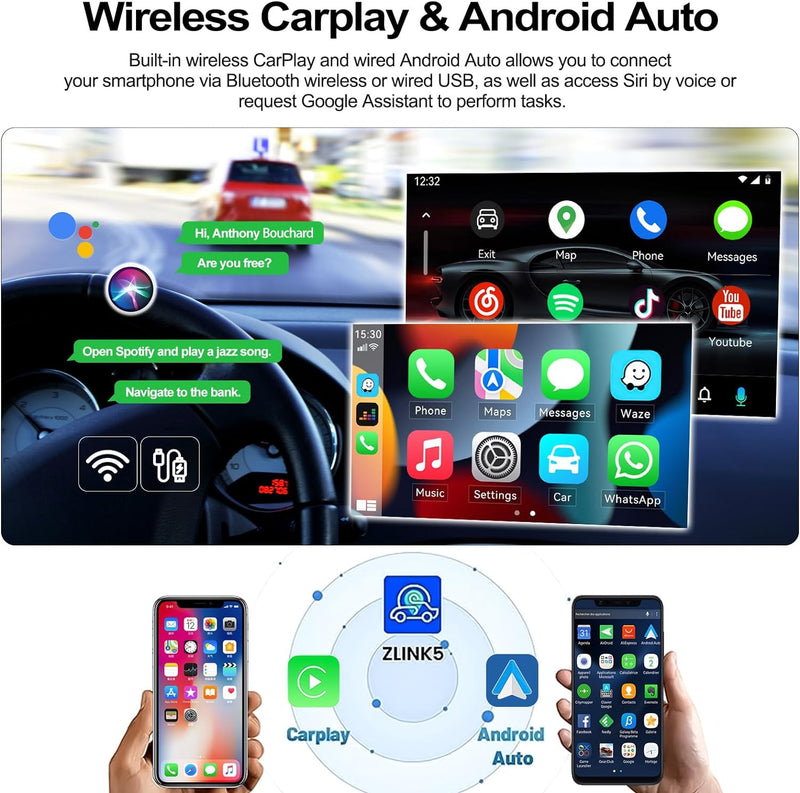 Android 11 Autoradio für VW Golf 7 2013-2018, 10.1 Zoll Bildschirm Doppel Din Radio mit Navi Carplay