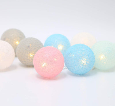 LED Lichterkette Baumwollkugeln mit Stecker, 3,8m 20er Cotton Ball Lichterketten Kugeln Nachtlicht f