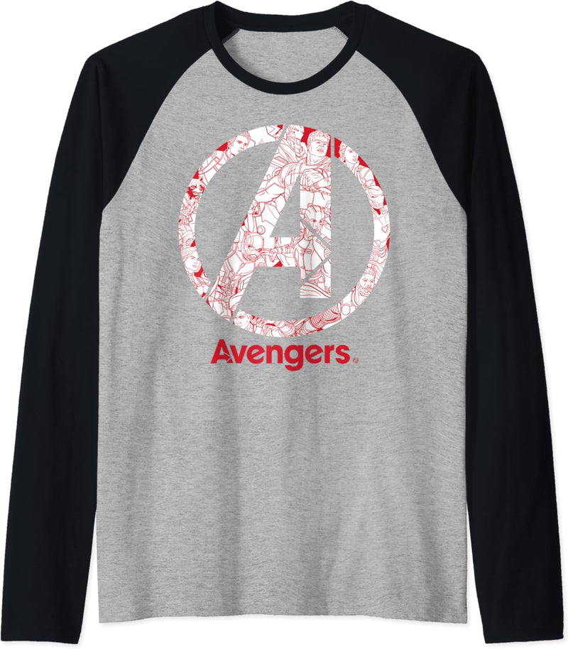 Marvel Avengers Line Art Logo Raglan