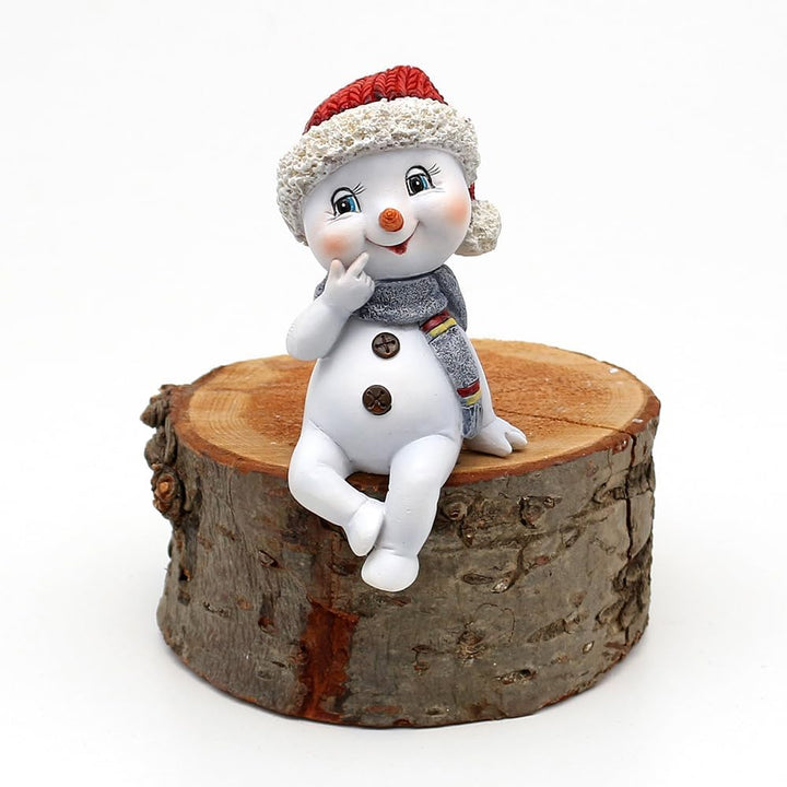 Dekohelden24 Schneekinder mit Mütze und Schal in rot-grün als Kantensitzer im 2er Set, L/B/H je Figu