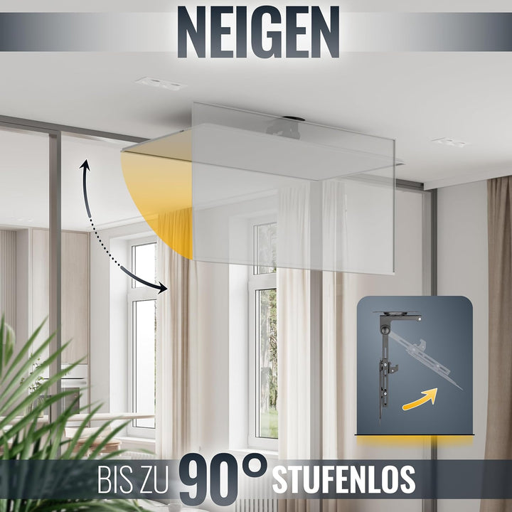 RICOO Monitor und TV Deckenhalterung für Fernseher 19-43 Zoll, Klappbar, Schwenkbar Höhenverstellbar