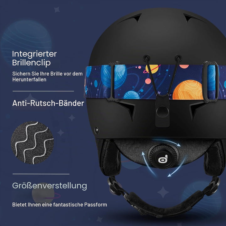 Odoland Kinder Skihelm und Skibrille Set, Snowboardhelm für Jungen und Mädchen, Verstellbar Schneehe