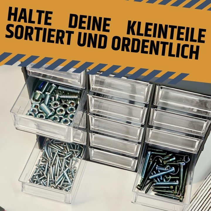 Sortimentskasten 15 Fach Sortierkasten für Kleinteile Organizer Schrauben Sortierbox Kleinteilemagaz