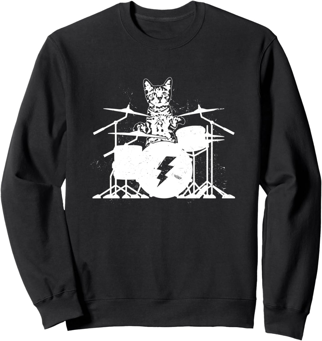 Drummer Katze Musiker Schlagzeuger Kätzchen spielt Trommel Sweatshirt