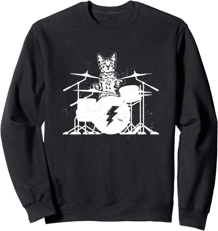 Drummer Katze Musiker Schlagzeuger Kätzchen spielt Trommel Sweatshirt