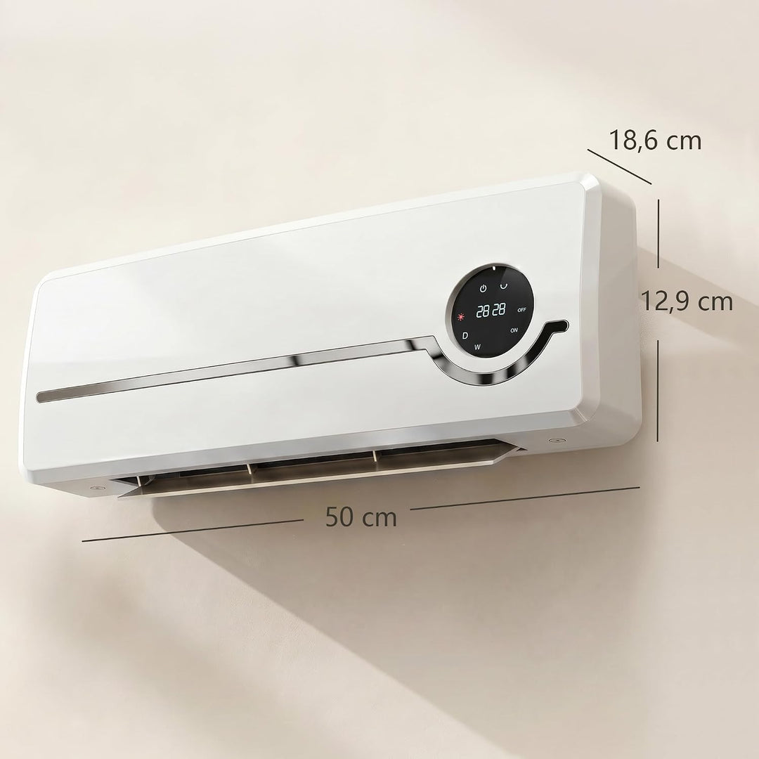 HOMCOM Heizlüfter zur Wandmontage 2000W mit Ventilator, Fernbedienung | Keramik-Wandheizung, 2 Heizm