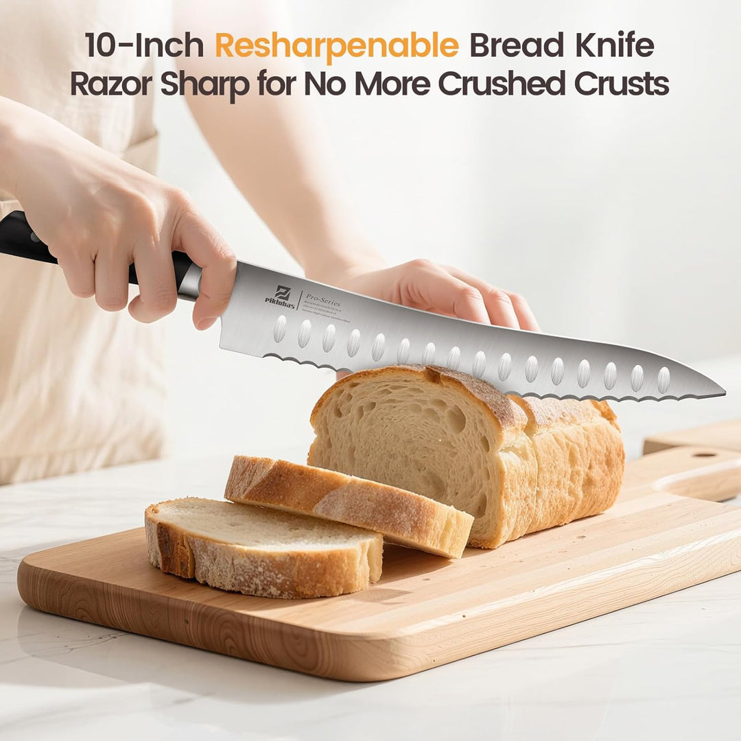 Brotschneider mit Brotmesser, weltweit erster Brotschneider für selbstgebackenes Brot, 4fach verstel