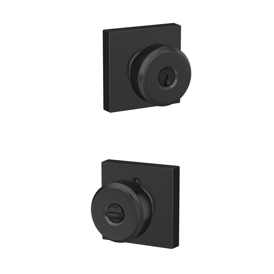 Schlage F51ABWE622COL Bowery Türknauf mit Collins-Besatz Schloss mit Schlüssel, Matte Black Matte Bl