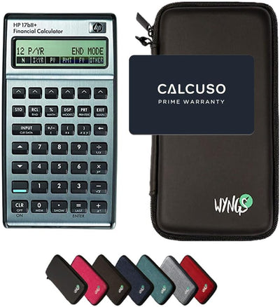 CALCUSO Sparpaket: HP 17BII+ - 17B II Plus Finanzrechner + WYNGS Schutztasche schwarz + Erweiterte G