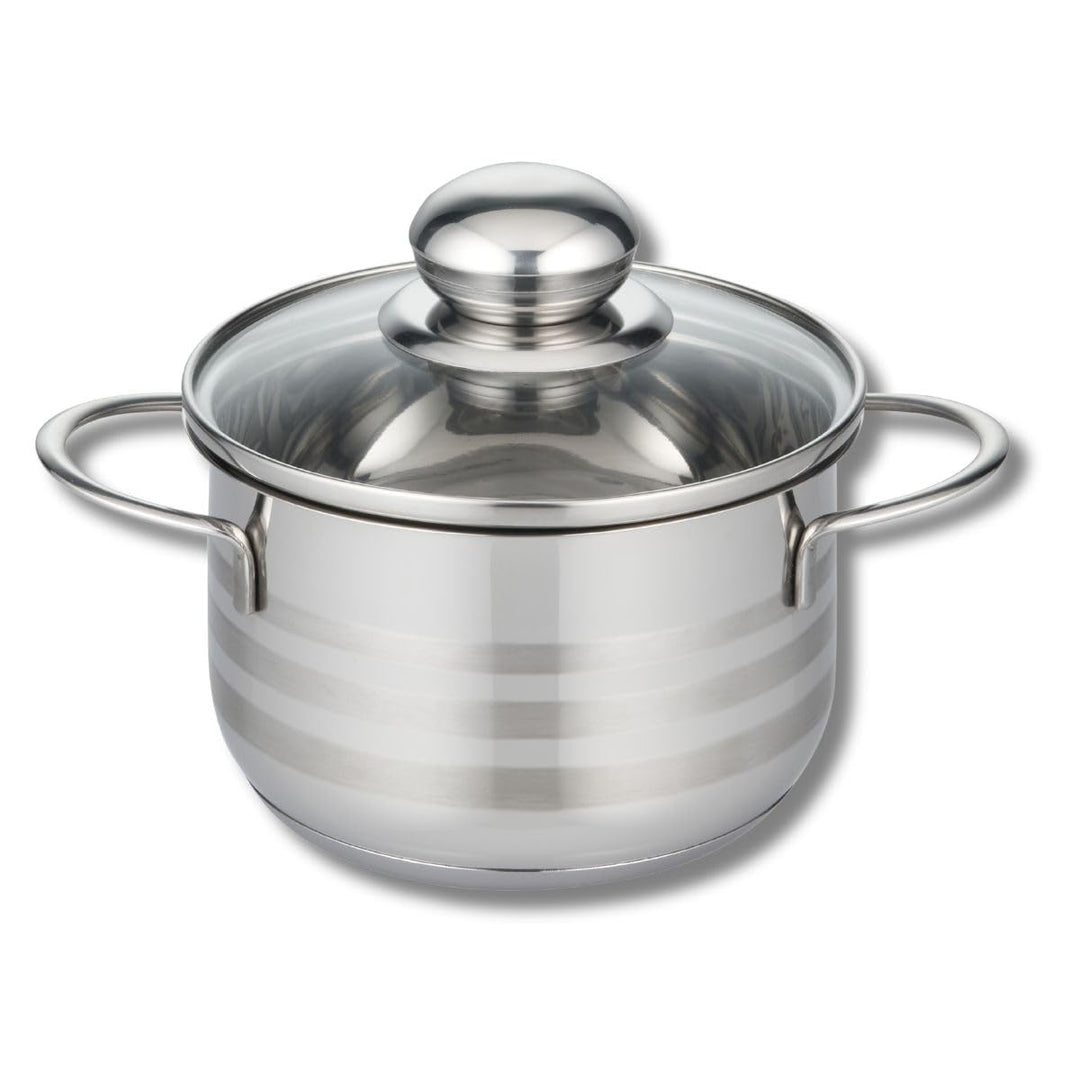 ELO Kochtopf aus Edelstahl für Induktion, 12 cm Mit Glasdeckel, Grau