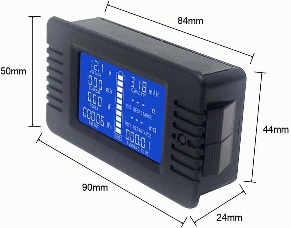 Batteriezähler DC Voltmeter Amperemeter Energie Monitor LCD Multimeter Digital Spannung Strom Cap Oh