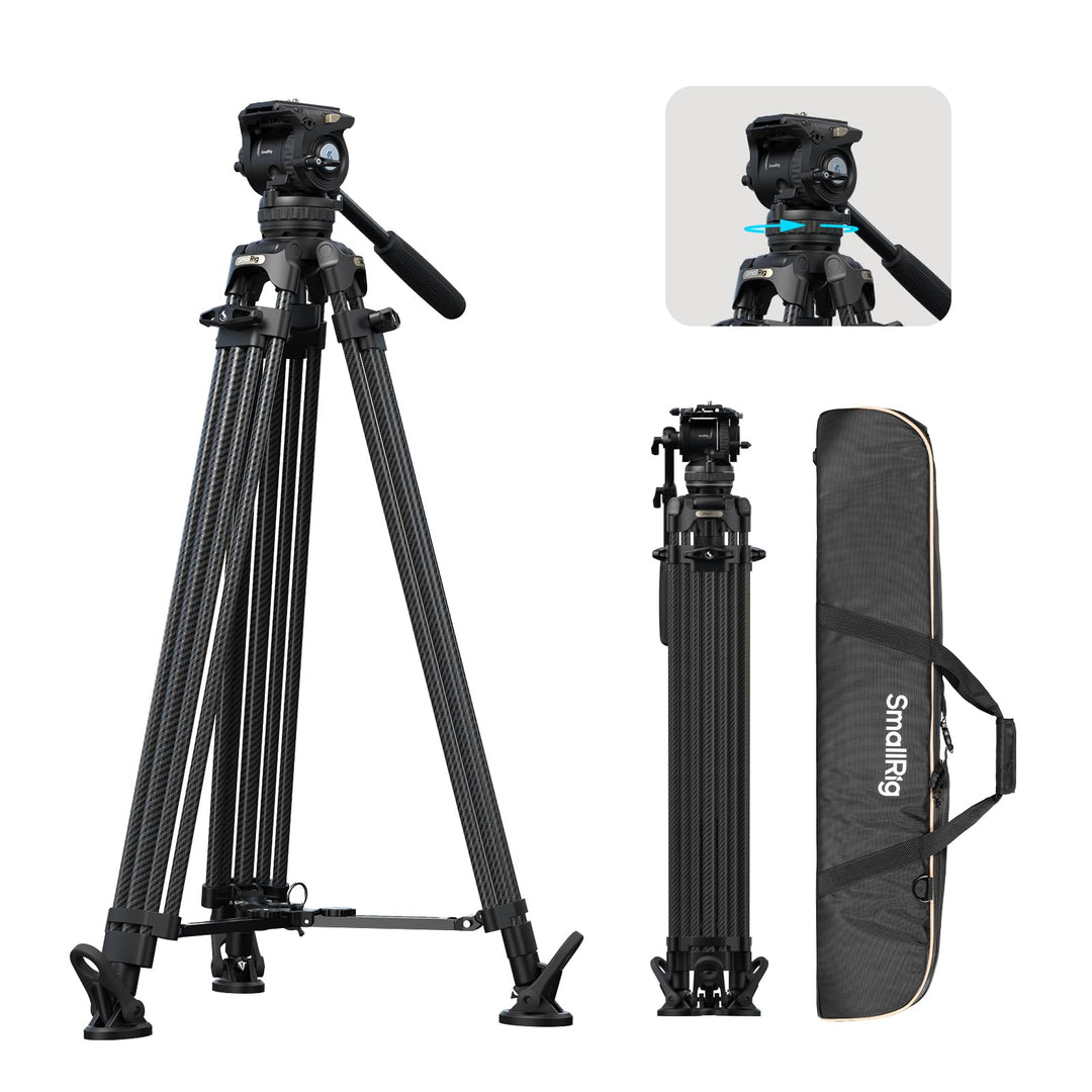 SMALLRIG 214cm FreeSpeed Carbonfaser-Gegengewicht Video-Stativ, Schwerlast-Kamera-Stativ mit 6-Stufe