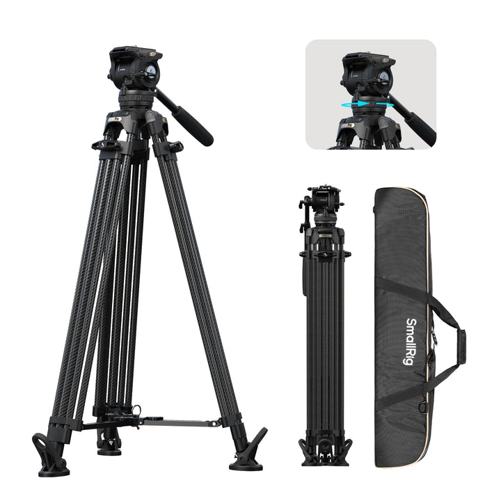 SMALLRIG 214cm FreeSpeed Carbonfaser-Gegengewicht Video-Stativ, Schwerlast-Kamera-Stativ mit 6-Stufe