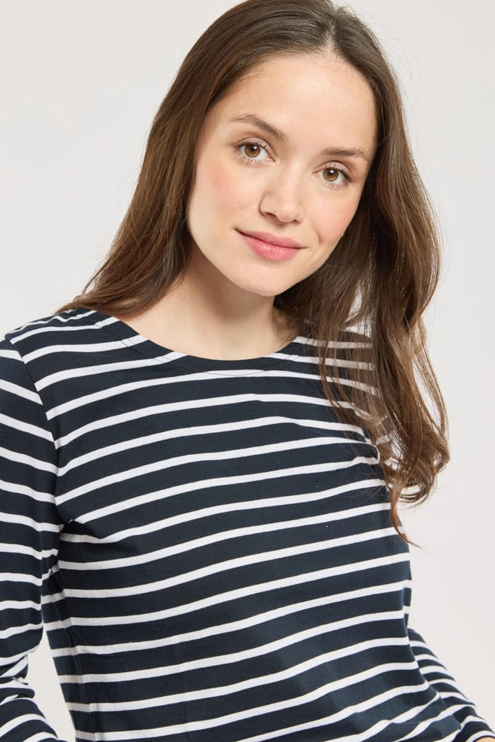 Armor Lux Damen Marinière Plozévet Femme Langarmshirt L Mehrfarbig (Rich Navy/Blanc Bi8), L Mehrfarb