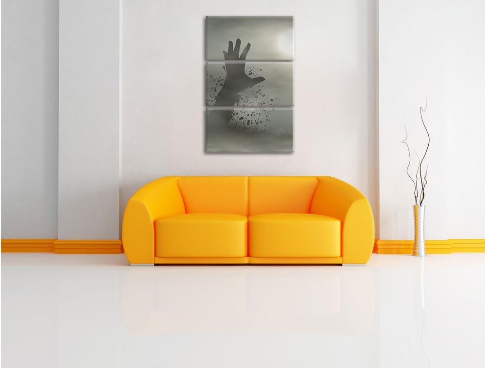 Pixxprint erwachender Zombie 3-Teiler Leinwandbild 120x80 Bild auf Leinwand