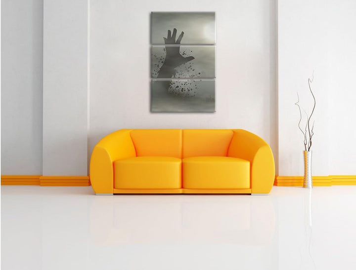 Pixxprint erwachender Zombie 3-Teiler Leinwandbild 120x80 Bild auf Leinwand