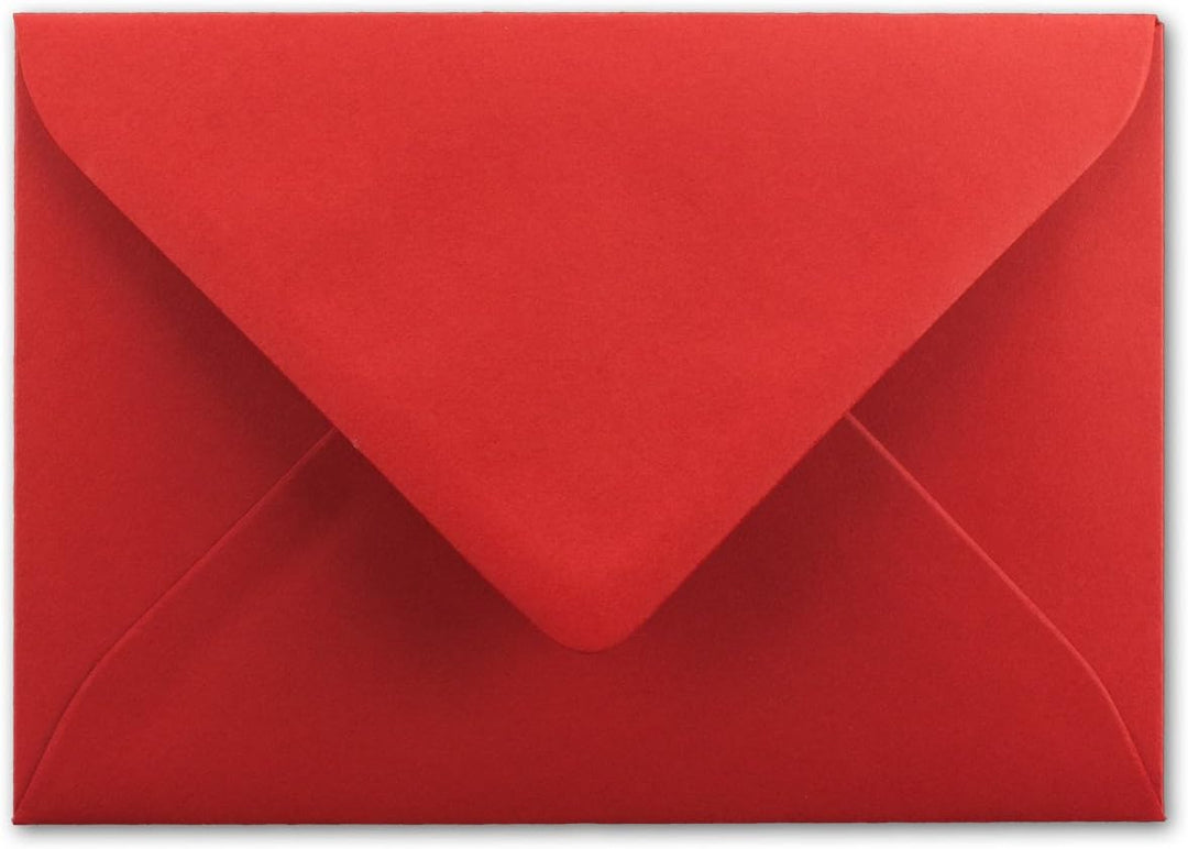 150 Brief-Umschläge - Rot - DIN C6-114 x 162 mm - Kuverts mit Nassklebung ohne Fenster für Gruss-Kar