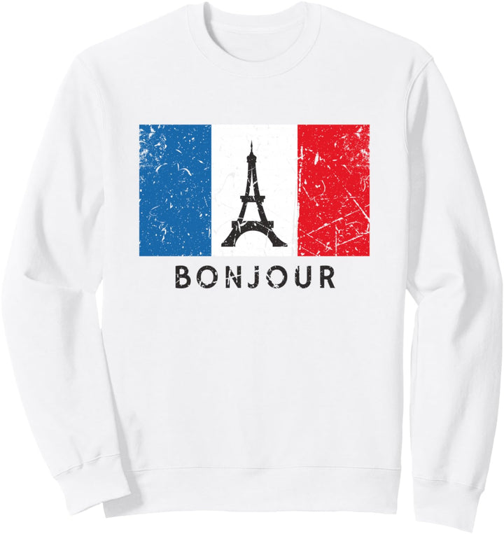 Vintage Paris, Frankreich Französische Flagge Eiffelturm Sweatshirt