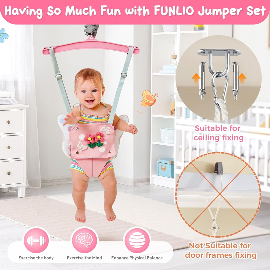 FUNLIO Baby Jumper mit Deckenhaken für 6–24 Monate, Türhopser für Babys für drinnen und draussen, Ba
