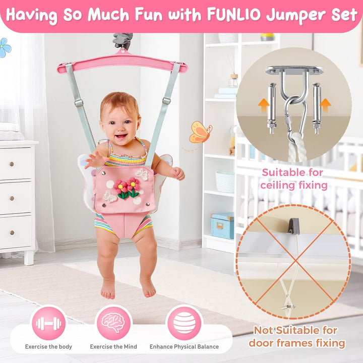 FUNLIO Baby Jumper mit Deckenhaken für 6–24 Monate, Türhopser für Babys für drinnen und draussen, Ba
