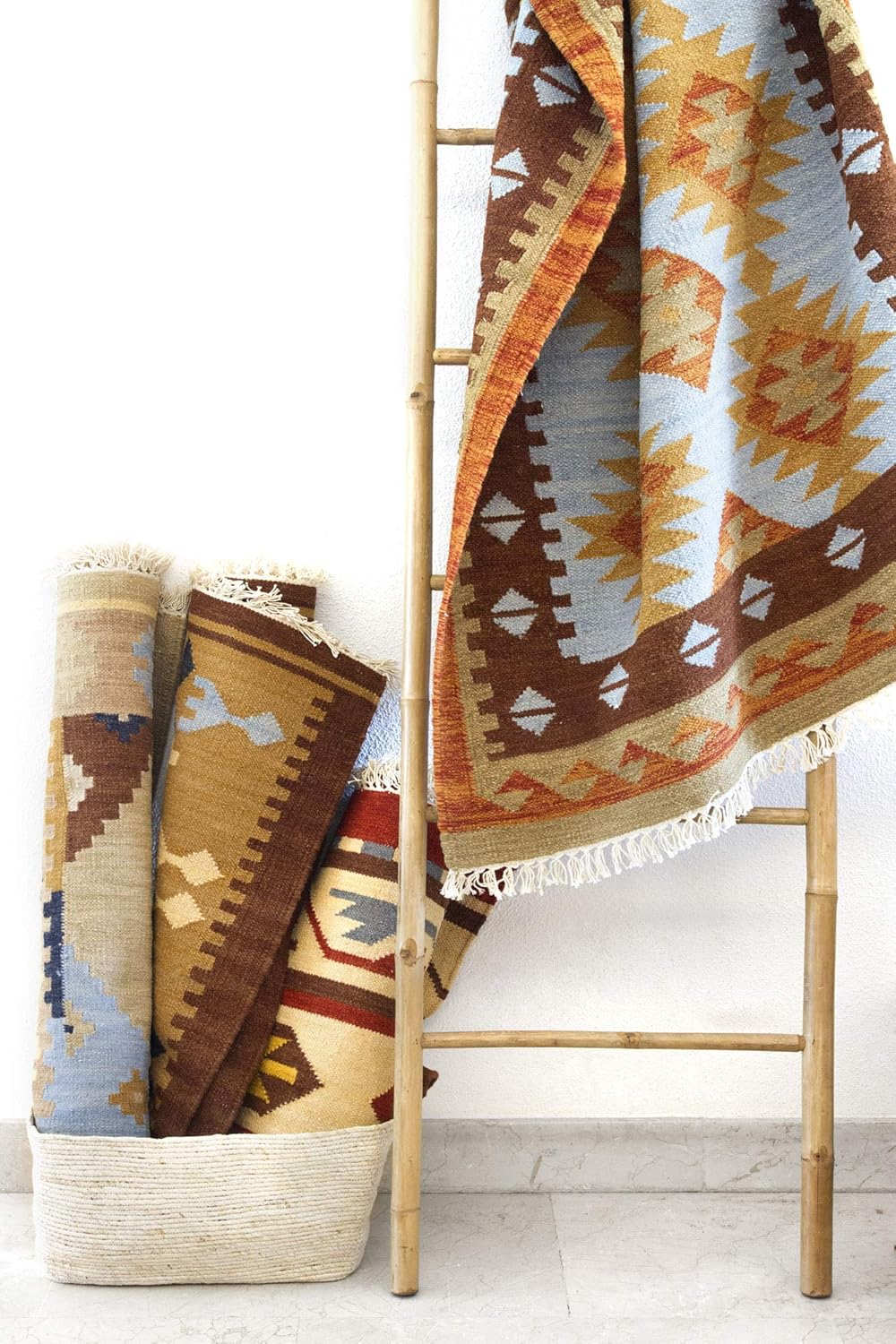 HAMID - Kelim Teppich Lori mit Geometrischem Oriental Design, Kelim Teppich 100% Wolle, Handgeknüpft