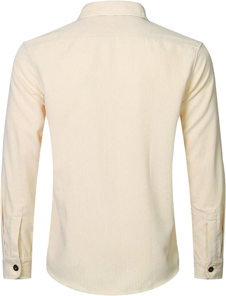 Elegancity Herren Hemd Cord Langarm Freizeithemd Männer Jacke Regular Fit Button Up Hemdjacke Mit Kl