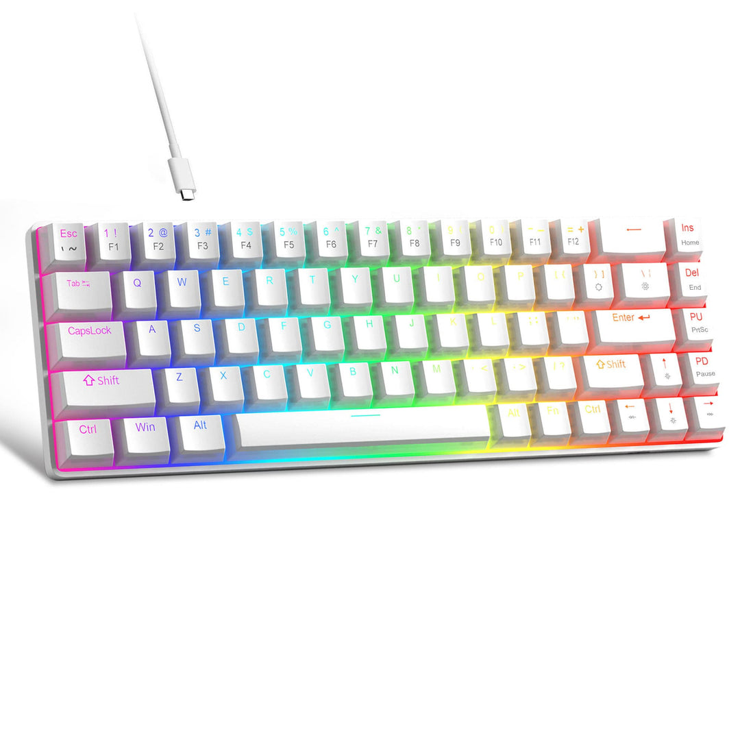 MageGee Tragbare 60% mechanische Gaming-Tastatur, roter Schalter, PBT Pudding-Tastenkappen, RGB-Hint