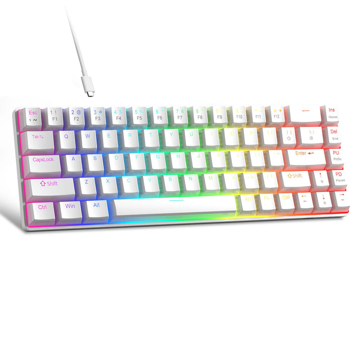 MageGee Tragbare 60% mechanische Gaming-Tastatur, roter Schalter, PBT Pudding-Tastenkappen, RGB-Hint