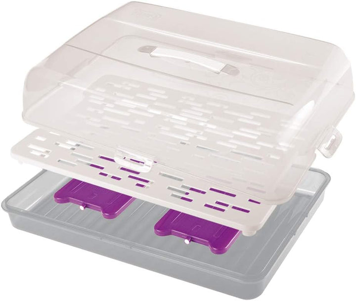 BranQ - Home essential rechteckiger Kuchenbehälter mit 2 Kühleinsätzen, aus Kunststoff (PP), mit hoh