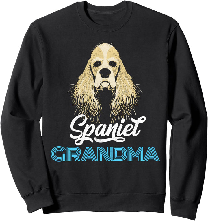 Funny Cute Cocker Spaniel Grandma Vintage Dog Sketch Graphic Sweatshirt