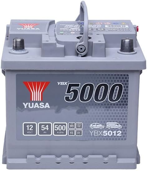 Yuasa YBX5012 Hochleistungs-Akku, 12 V, 54 Ah, 500 A, silberfarben