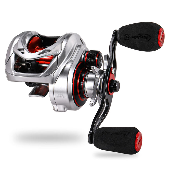 Sougayilang MAX Baitcasting Rolle 8.0:1 High Speed Gear Ratio Angelrolle 18LB Kohlefaser Drag Baitca