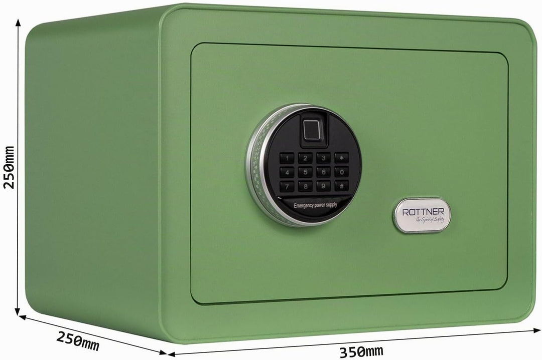Rottner Möbeltresor Vintage-Green Stahl Elektronikschloss Fingerprint mechanische Notöffnung Innenbe