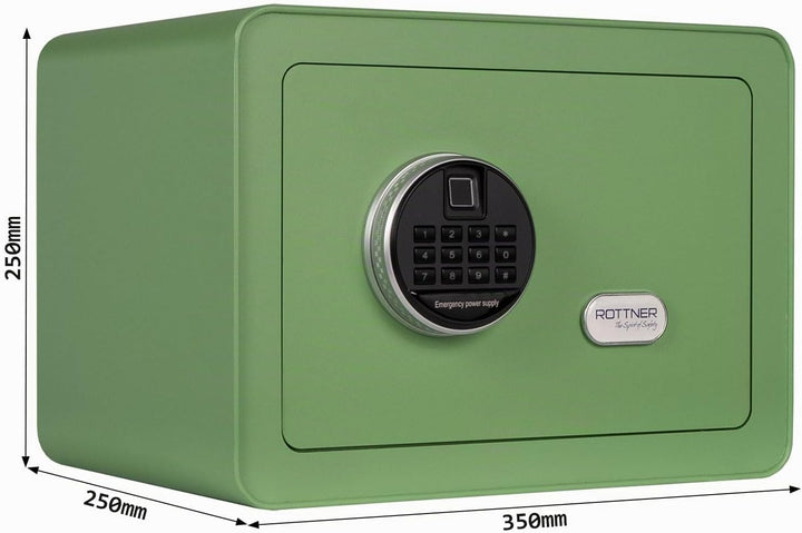 Rottner Möbeltresor Vintage-Green Stahl Elektronikschloss Fingerprint mechanische Notöffnung Innenbe