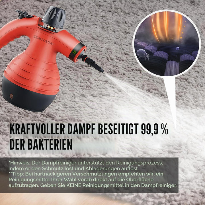 Comforday Hand Dampfreiniger Handgerät, Tragbare Mehrzweck-Dampfreiniger mit 12 Zubehörteilen zum En