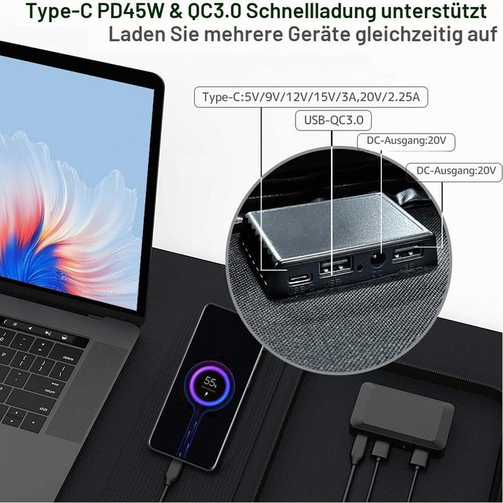 Yinleader 70W Falttragbares Solarmodul, 23% Umwandlungseffizienz, Wasserdicht Tragbares Ladegerät So
