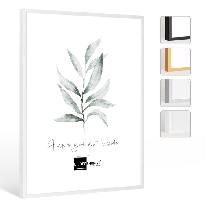 Bildershop-24 Bilderrahmen Milano Aluminium Alubilderrahmen 62 x 93 cm Weiss Fotorahmen, Wechselrahm