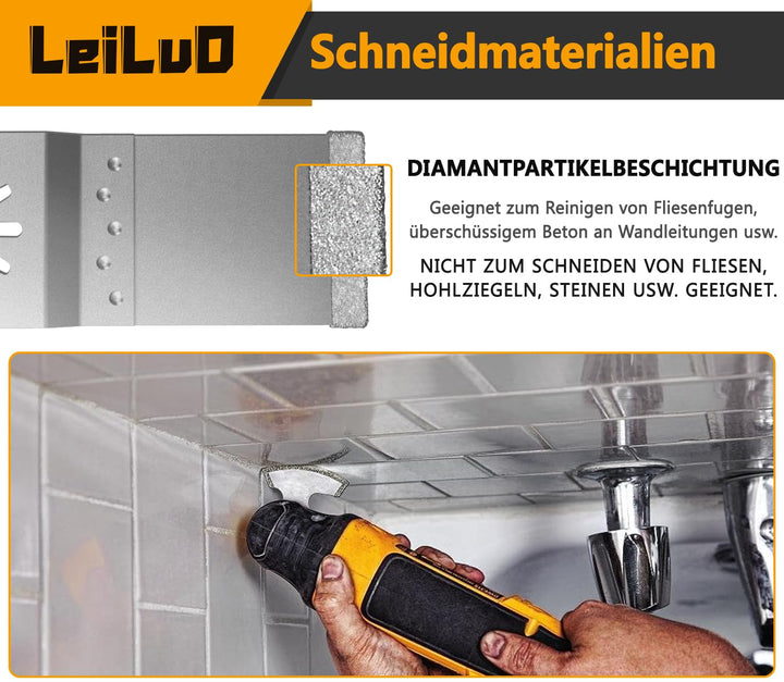 LEILUO Oszillierende Multitool Klingen 6er Pack Diamant Multifunktionswerkzeug Klingen Set für Fugen