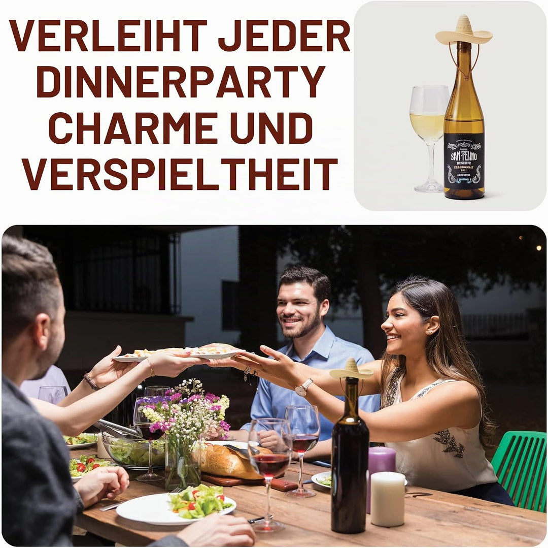 Elcorko Silikon-Weinstopfen mit Sombrero-Design, hält Wein frisch, 3 Stück Elcorko - Pack Of 3, Elco