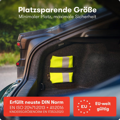 PURAHELP Warnwesten Auto 5er 4+1 Set Europaweit gültig nach EN ISO 20471 - Inkl. Parkscheibe - Refle